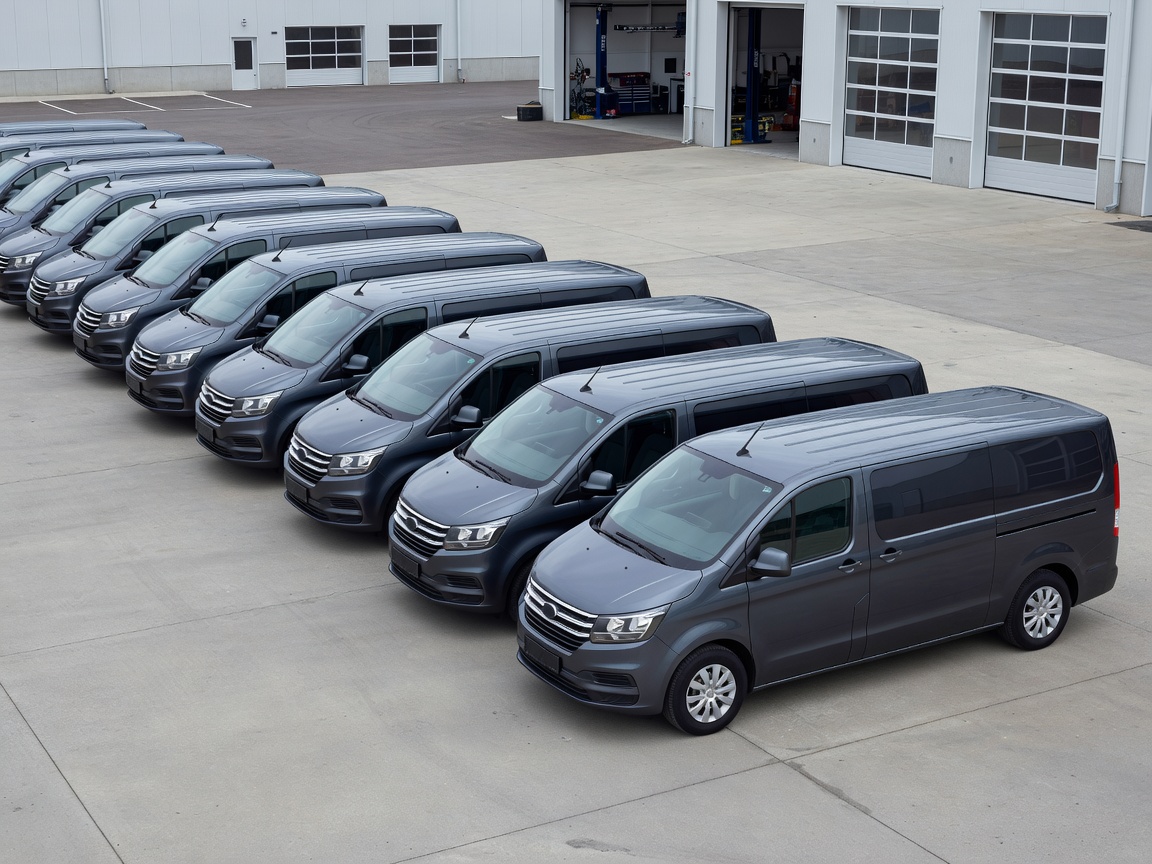 Row of clean practical business vans representing fleet vehicle care